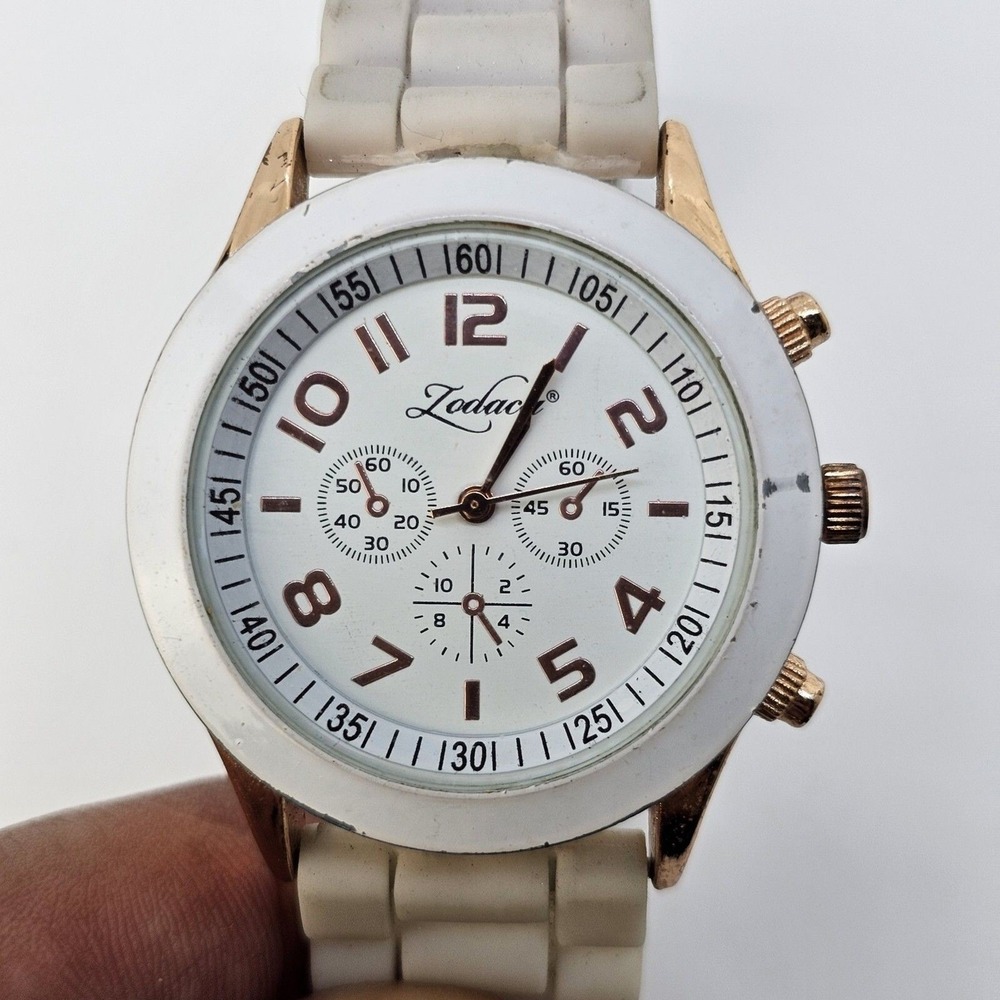 38MM Women's Watch White Dial Cream Plastic Band Straps‎ New Battery